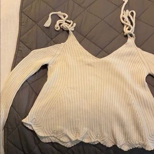 LA hearts off shoulder cream colored sweater